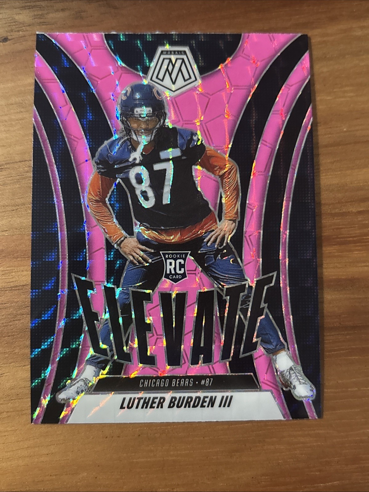 2025 Panini Mosaic - Elevate Luther Burden #7 Mosaic Pink Fluorescent Prizm (RC)