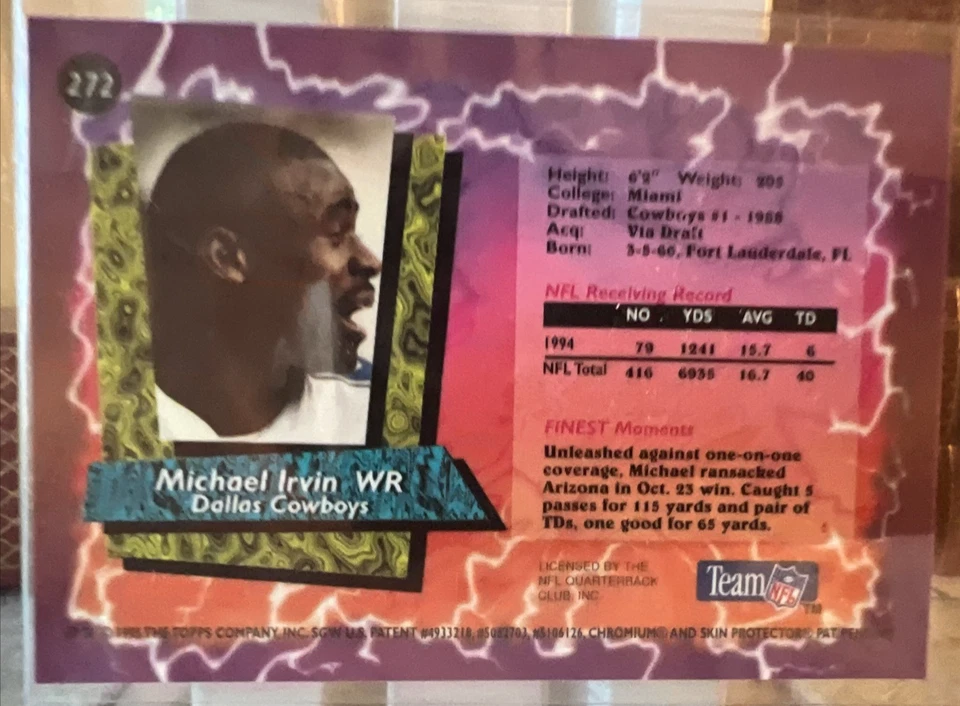 MICHAEL IRVIN 1995 Finest REFRACTOR #272 | VERY NICE! - Image 3 of 3