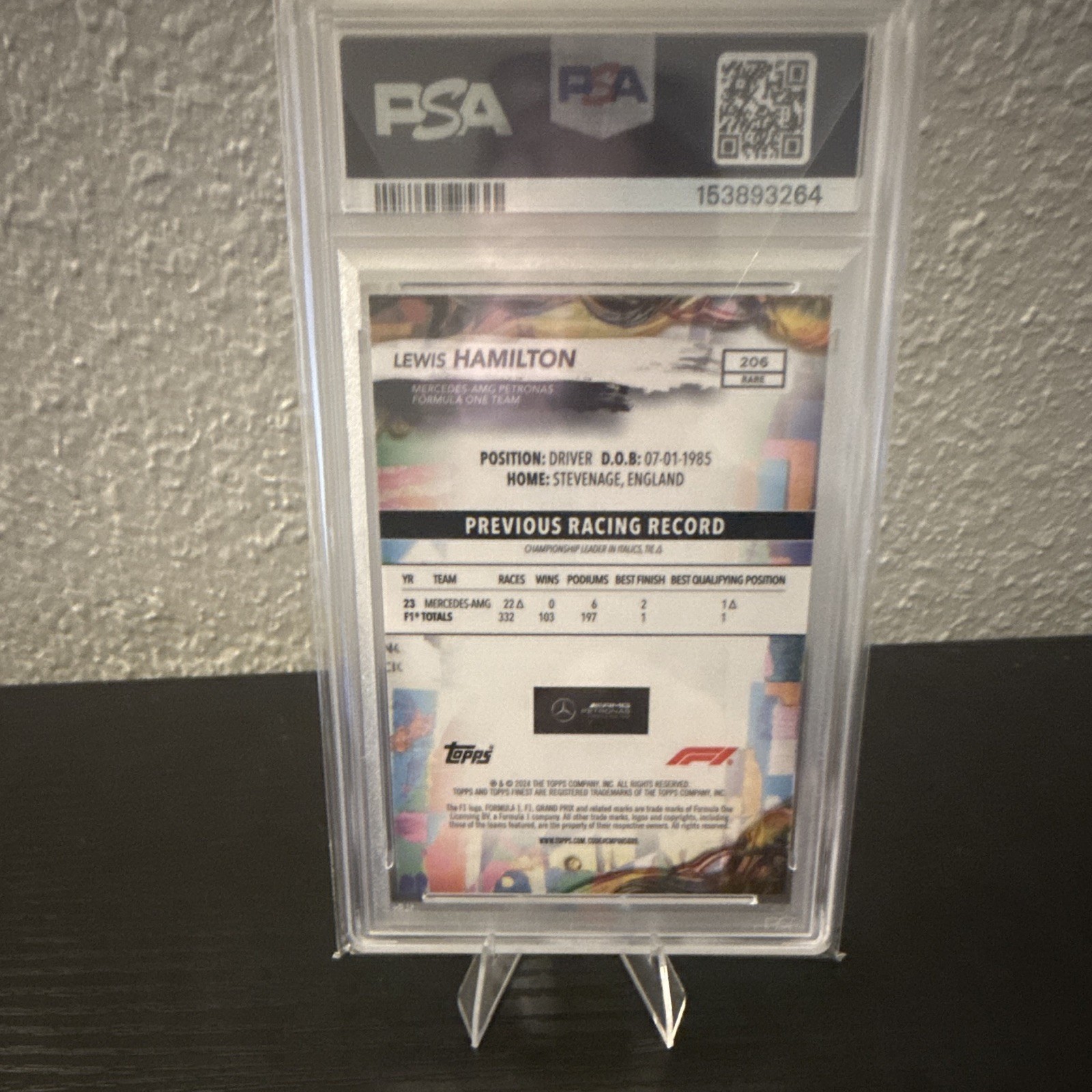 Topps 2024 Finest Formula 1 Lewis Hamilton Blue Refractor /99 #206 PSA 10 view 2