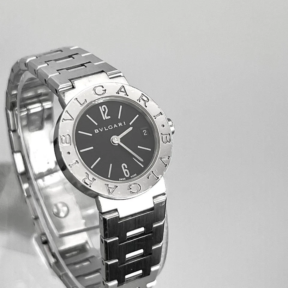 Good condition BVLGARI BB23SS Black dial Silver Late model with logo ,16591 - Image 3 of 4