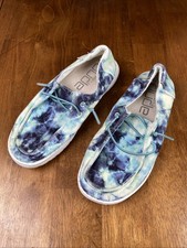 Hey Dude Wendy Youth Tie Dye Ocean Storm Boat Kids Shoes Slip On Us Y2-L3 EU 34