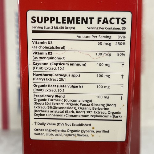 2 X Cayenne Pepper Hawthorn Beet Root Turmeric Vitamin K2+D3 Liquid ...