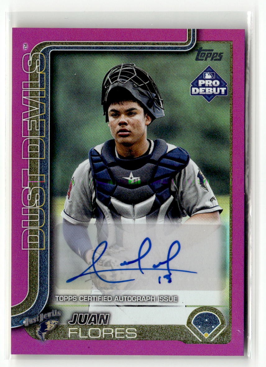 2025 Topps Pro Debut #PD-58 Juan Flores Base Autographs Fuchsia Foil #/199