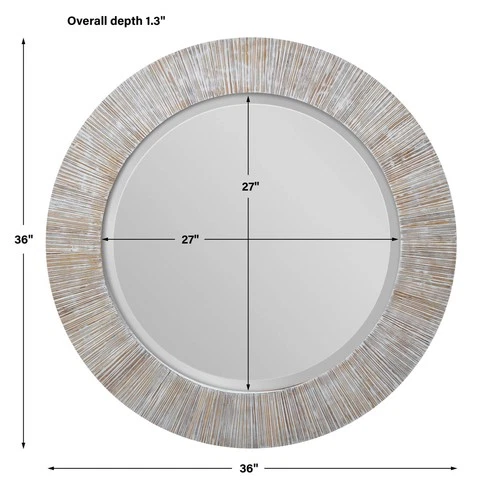 Uttermost Repose Natural Bamboo 36" Round Wall Mirror - Picture 5 of 7