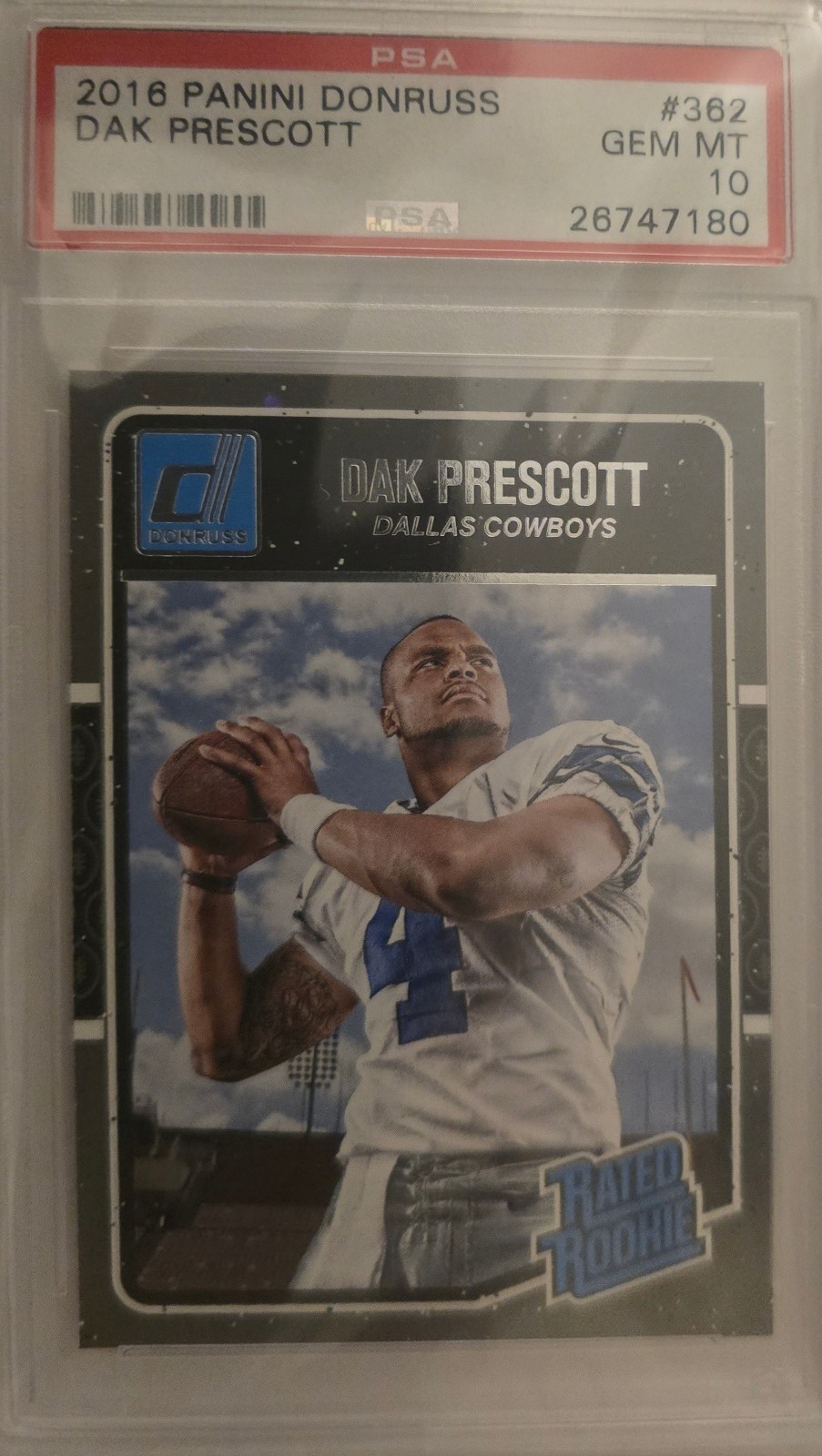 2016 Donruss 362 Dak Prescott PSA 10 Gem Mint RC QTY Rookie card Cowboys  view 3