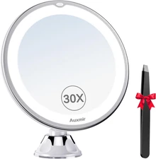 Auxmir 2025 Upgraded 30X Magnifying Mirror with Light, Makeup Mirror with 2-L...