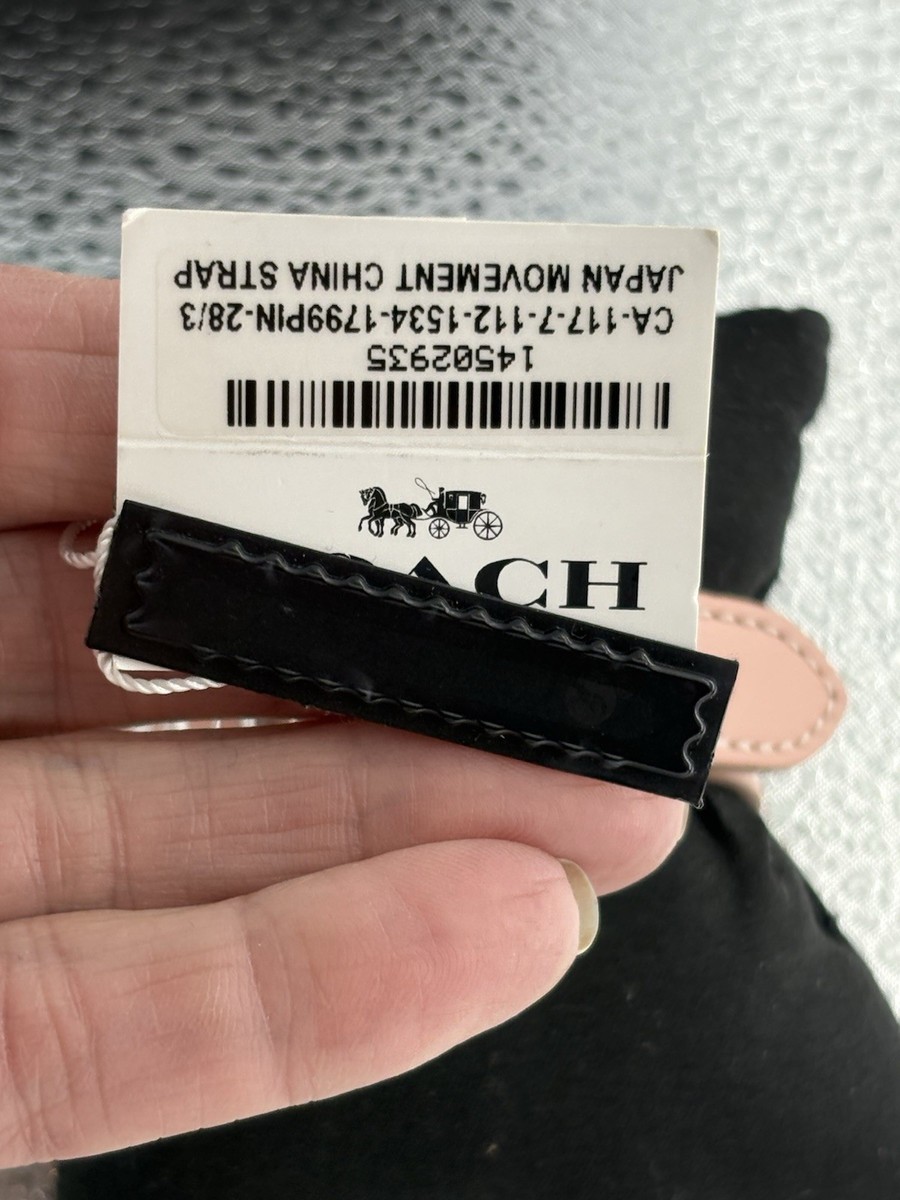 Coach Ruby Leather Strap Watch Classic Logo Case Blush Pink Silver