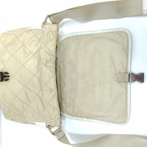 PRADA Schultertasche Handtasche Logo Nylon Leder beige echt - Bild 5 von 24
