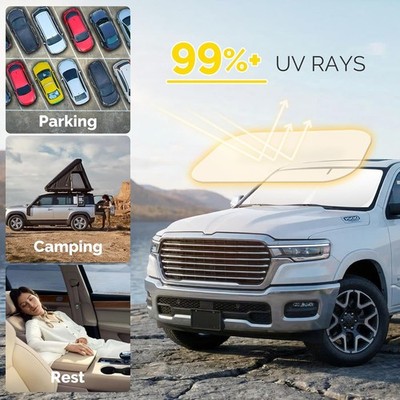 Car Sun Shade for 2019-2024 Dodge Ram 1500, UV Block, Foldable (not specified)