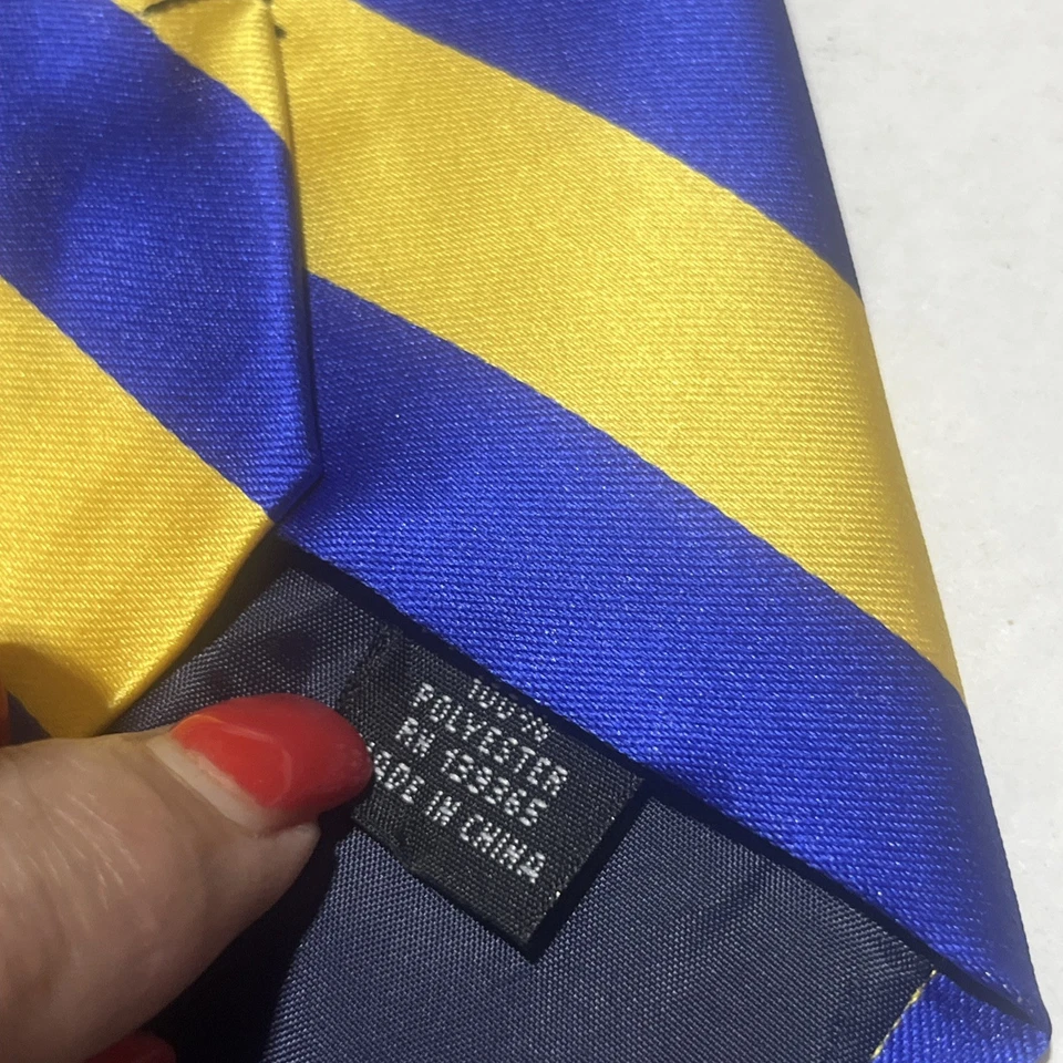 Corbata de poliéster Romario Manzini dorada azul real UM UCLA Notre Dame LA Rams Foto 3 de 3