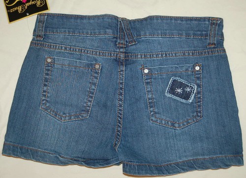 Girls Patched DISTRESSED Denim Jean Shorts ROYAL BUZZ Hege Size 16 - Picture 2 of 2