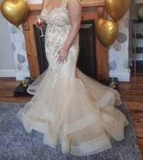 Champagne Embellished Princess Prom Dress