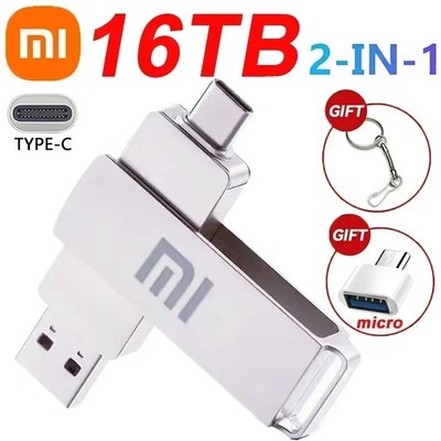 New 1TB to 16TB 3.2 USB Flash Drive Waterproof High Speed Transfer Type-c 2 in 1