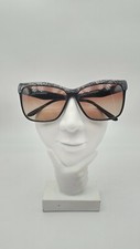 Vintage Ellen Tracy B17-14-3 Black Gray Oval Sunglasses FRAMES ONLY Italy
