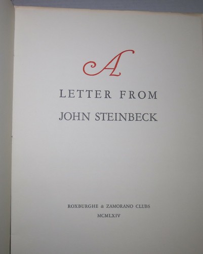 A Letter From John Steinbeck 1964 1/150 Copies Grace Hoper Press Scarce - Imagen 3 de 4