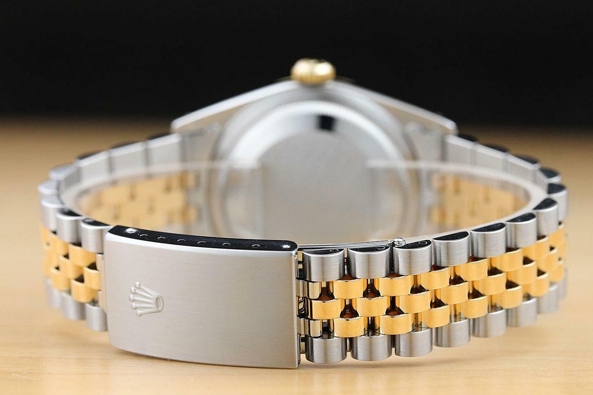 ROLEX MENS DATEJUST 16233 FACTORY DIAMOND RED VIGNETTE 2-TONE