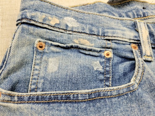 Ralph Lauren LRL Jeans 16 18 Womens Blue Paint Splatter Distressed Relax Taper - Picture 6 of 14