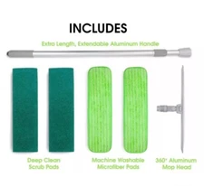 Turbo Mop Microfiber Mop Floor Cleaning System- with 4 Reusable Pads (New)