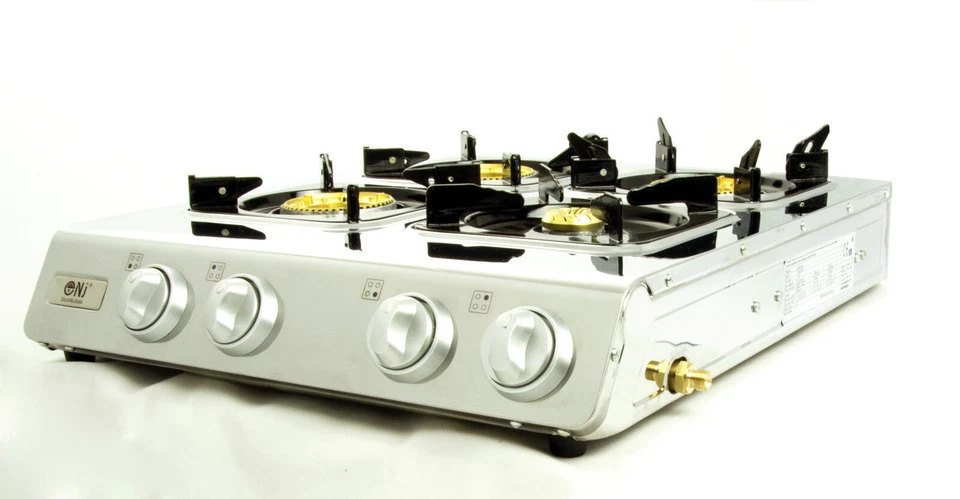 NGB-400 Edelstahl Gaskocher 4 flammig 12 KW Gasherd Campingkocher WOK Topfträger - Bild 2 von 4