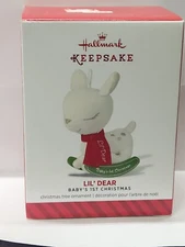 Hallmark Keepsake Ornament Lil Dear Baby's 1st Deer Plush on Rocker Christmas