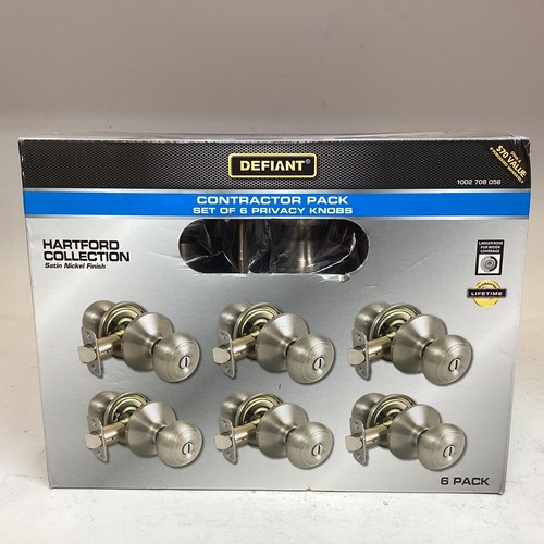 Defiant Hartford Bed and Bath Door Knob Contractor Pack In Satin Nickel