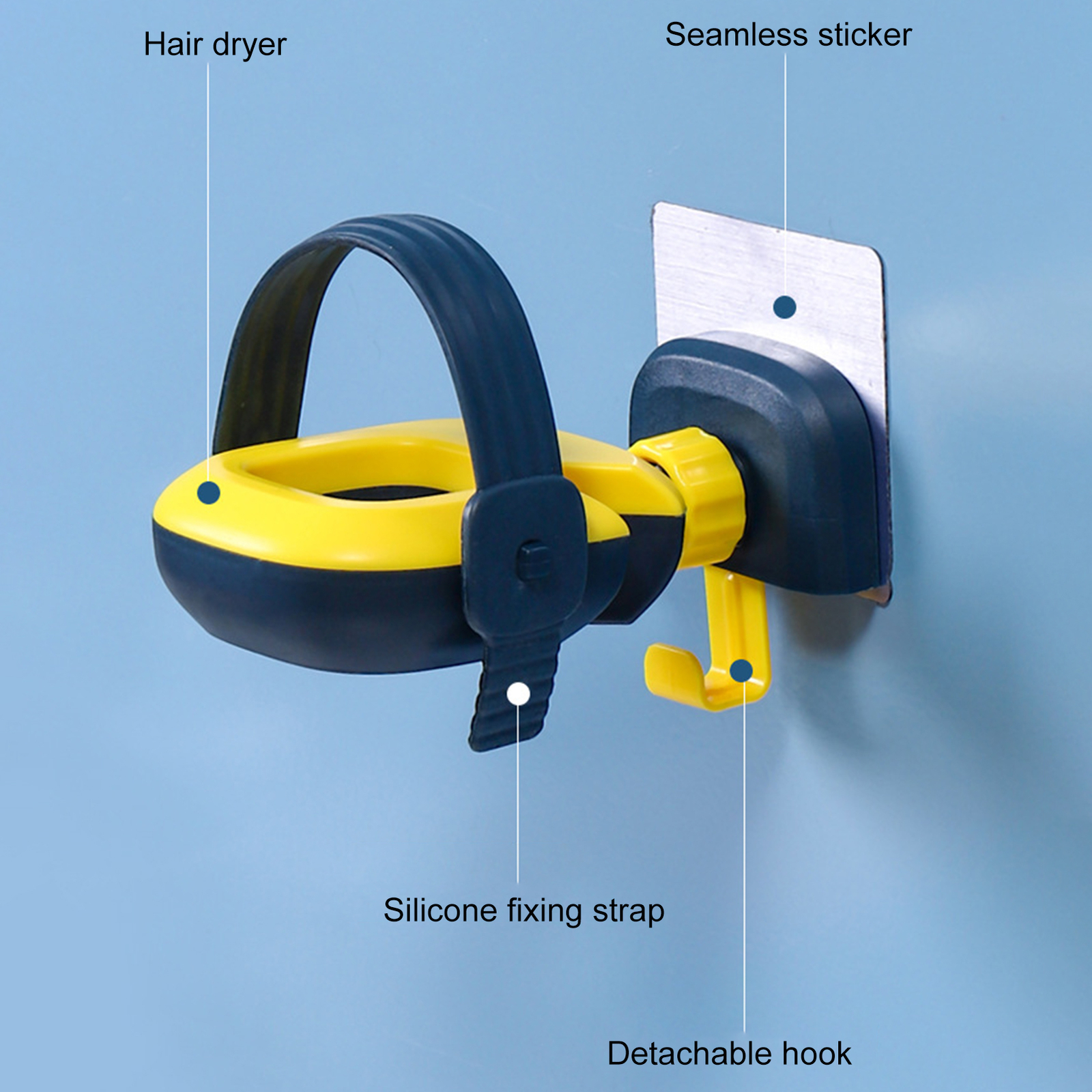 Hair Dryer Organizer Wallmounted Rotatable Stylish Hanging Hair Dryer