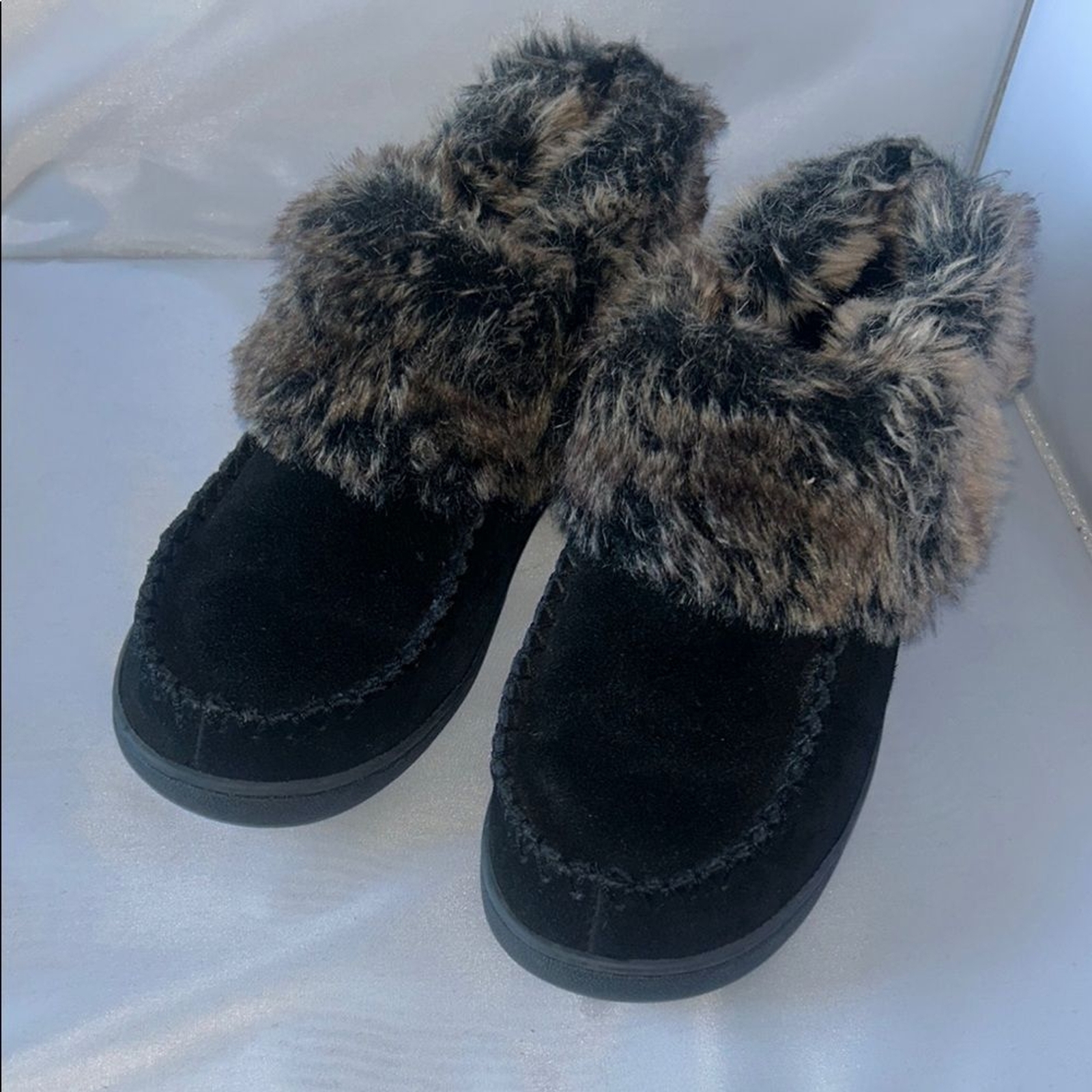 SAOLA Stivali ciabatte mocassini Zealand neri foderati in pelliccia sintetica taglia 9 suola gomma