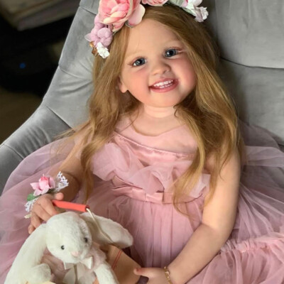 30'' Finished Toddler Girl Reborn Baby Doll Long Rooted Hair Cloth Body Gift Toy