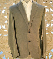 The Savile Row Co. Hudson Unstructured Blazer 42R Grey with Floral Trim