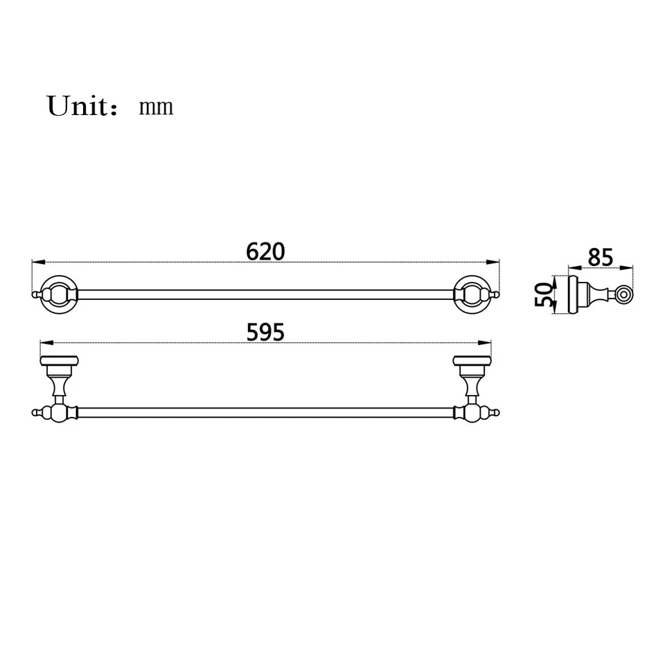 Black Oil Rubbed Brass Single Rail Bath Towel Rack Wall Mount Towel Holder Bar - Image 3 of 4