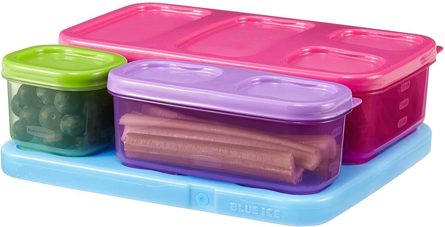 Rubbermaid LunchBlox Kids Lunch Box and Meal Prep Containers, 2 Pack Set, Stackable & Microwave Safe Lunch Containers