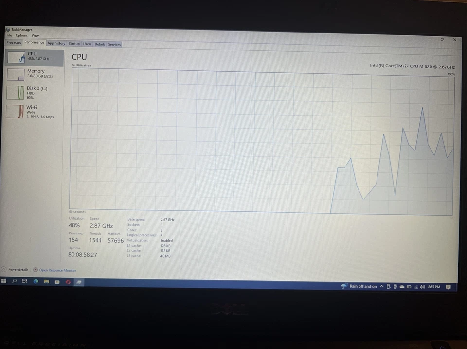 Dell Precision M4500 Core i7 X940 2.13 GHz 8GB 1TB HDD NVIDIA 15.6" Read 67CSWN1 - Image 3 of 4