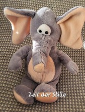 KIK TEXTILIEN Elefant Grau & Aprikot 30 cm Stofftier Plüschtier *