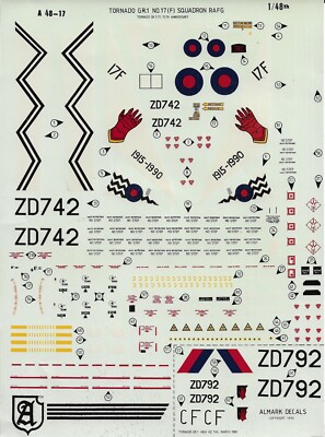 AKA4817 Almark Decals 1:48 Panavia Tornado GR.1 RAF 17 Sqn 35th & Red Tail