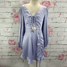 Fashion Nova NWT all night longer satin lilac drawstring mini dress size large