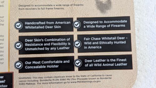 1791 FAIR CHASE DEER HIDE IWB RIGHT HAND, SIZE 3 - Picture 6 of 6