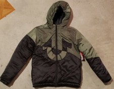 NWT True Religion Boys Color Block Logo Jacket, Olive/black, Size M