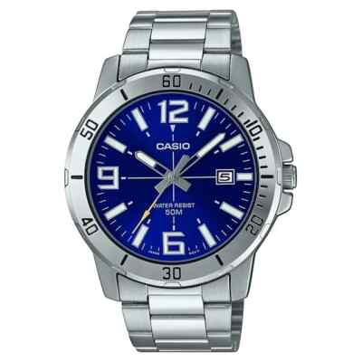Casio LUXURY Men BLUE Diver Stainless Steel WATCH + HIGH QUALITY * MTPVD01D-2BV