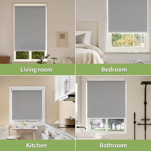 100% Verdunkelungsrollo - Thermo UV Sichtschutz, 34x72" Grau für Zuhause/Büro - Bild 8 von 8