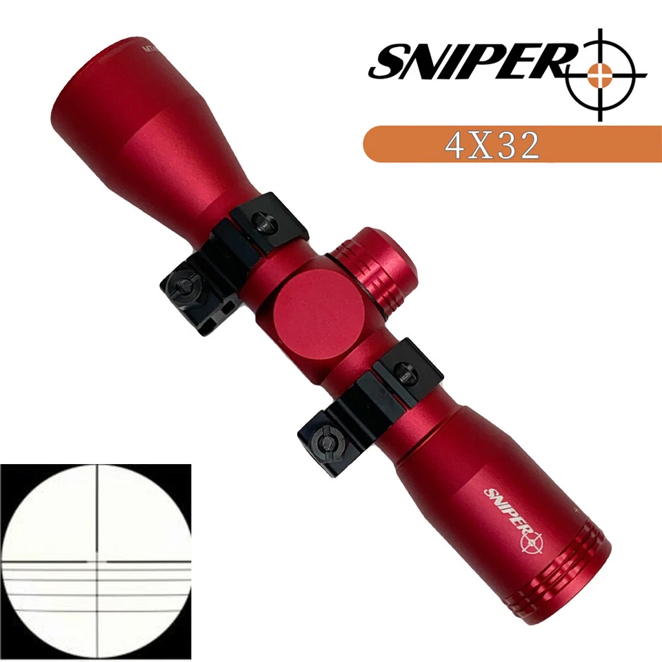 Sniper 4X32 CROSSBOW Scope Rifle Scope w/ Picatinny Rings Clear Glass Warranty - Image 2 of 4