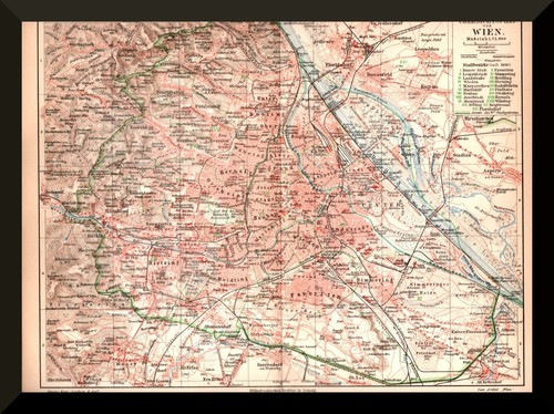 +Wien+ alter Stadtplan von 1905 +Dampfstraßenbahn, Stadtbahn, Bezirke+ - Bild 1 von 3