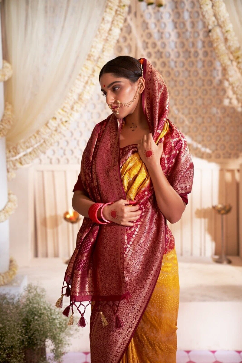 Silk saree look for party clearance
