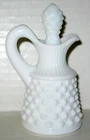 Vintage Fenton White Glass Hobnail Cruet with Stopper