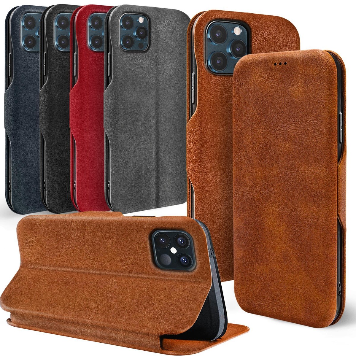 Snakehive Lederhülle Für IPhone 14 Pro Max – Klappcase Mit 4 Kartenfächern, Standfuß & Rundumschutz (hellbraun)
