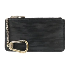 Louis Vuitton Epi Pochette Cles Coin Case Black Noir M63802 Auth Used