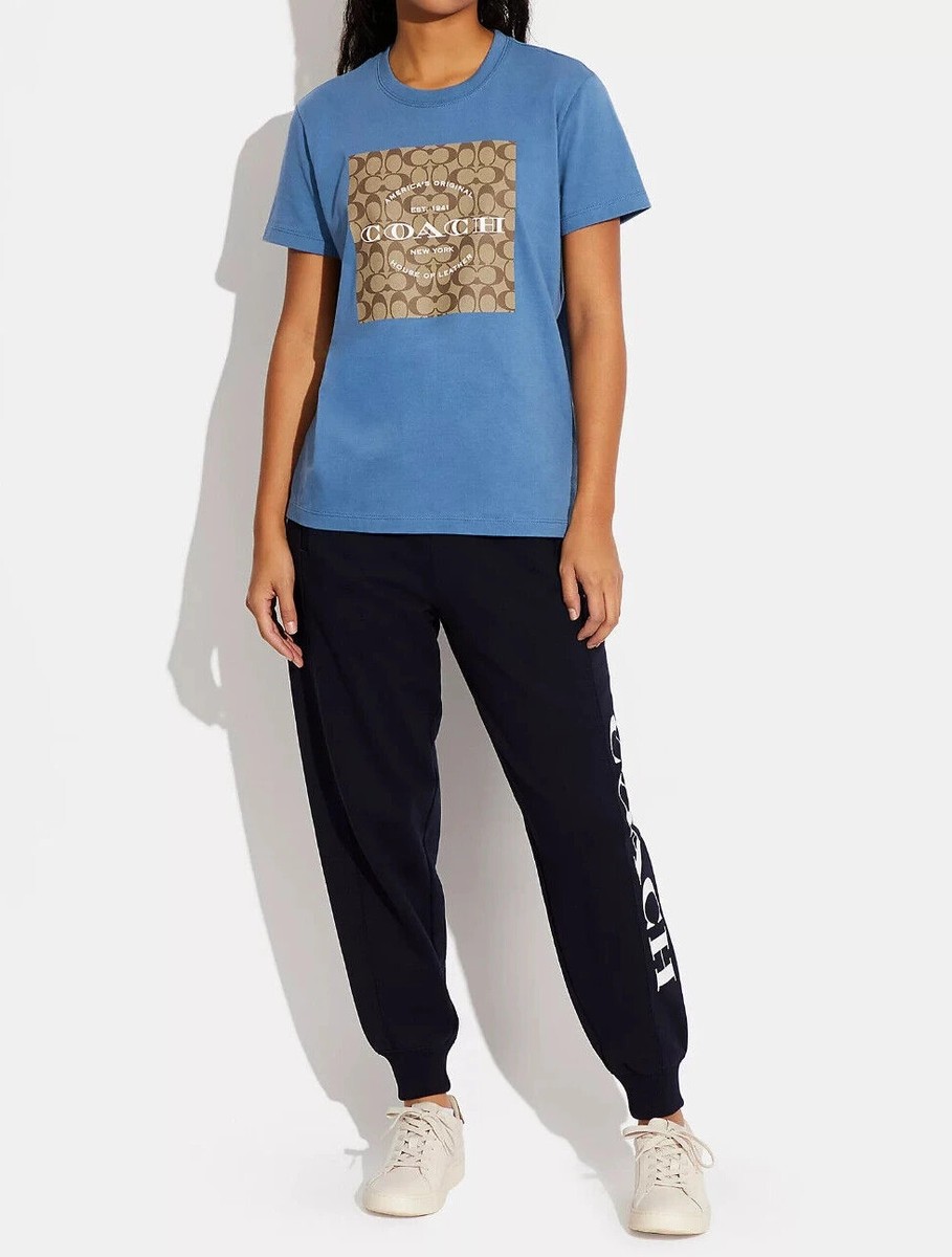 Coach Women's Coronet Blue Signature Organic Cotton T Shirt (C8775