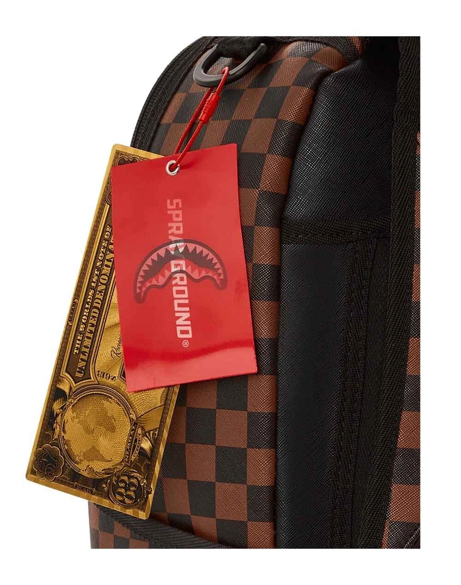 Sprayground Brown Shark In Paris Money Bear Backpack Checkered