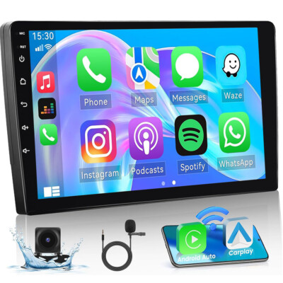 2G+32GB 10  Android Car Stereo Radio 2 DIN Apple Carplay GPS Navi WIFI W/ Camera
