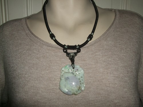 COLLANA GIOIELLO GIADA VERDE JADE CIONDOLO ANTICO STERLING ARGENTO 925 SILVER - Foto 2 di 9