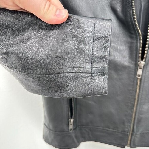 Vintage Kids Size Small Black Leather Moto Jacket Retro Y2K 90s - Picture 3 of 6